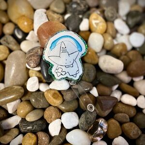 Handmade Patrick Star Badge Reel - Teal Accent